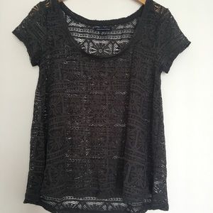 Charcoal Lace Blouse